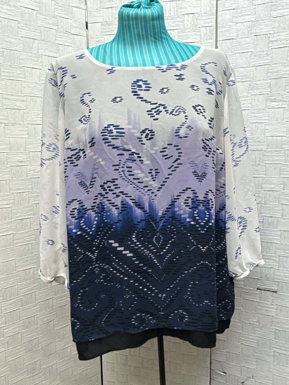 AB Studio Geometric Ombre 3/4 Sleeve Blouse XL